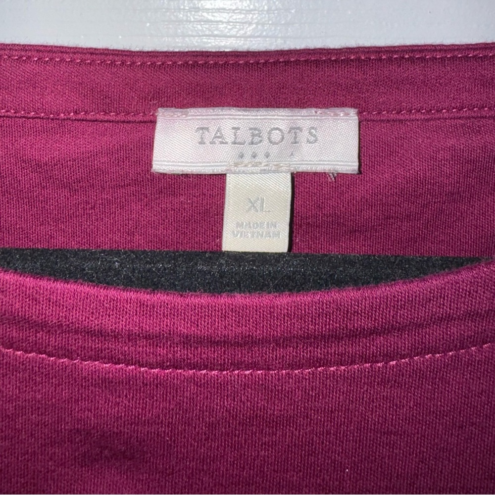 Talbots Blouse Bell Sleeves Burgundy Maroon Top Shirt XL Women's 100% Cotton - Picture 2 of 4